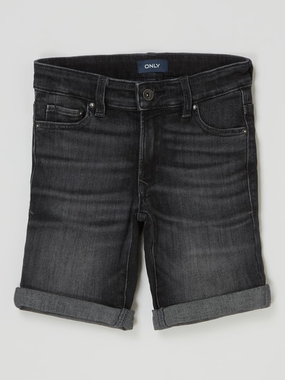 Only Korte slim fit jeans met stretch, model 'Matt' Zwart - 1