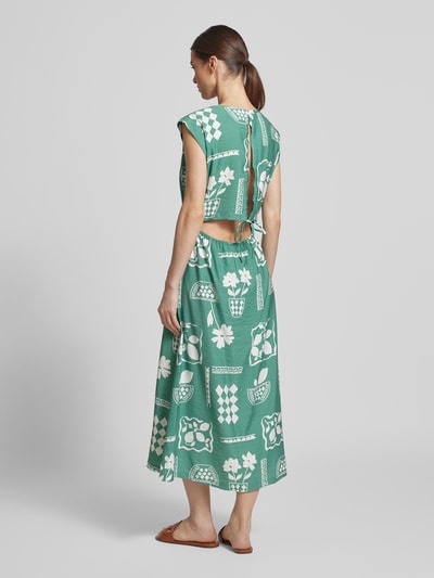 ICHI Midikleid mit Rundhalsausschnitt Modell 'YETTA' Gruen 5