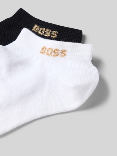 Produktfoto, Socken aus Baumwoll-Mix im 2er-Pack Modell 'AS LUREX_LOGO' von BOSS in Schwarz und Weiß, unifarben, Feinripp-Struktur, Label Stitching, gerippter Bundabschluss