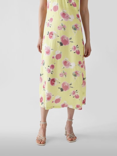 ROTATE BIRGER CHRISTENSEN Midikleid mit floralem Allover-Muster Hellgelb 6