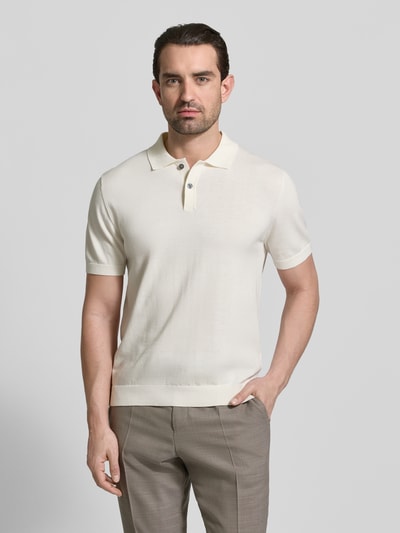 Christian Berg Men Regular Fit Poloshirt in Strick-Optik Offwhite 4