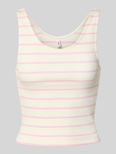 Only Top o kroju slim fit z prążkowaniem model ‘NESSA’ Różowy 2