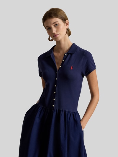 Polo Ralph Lauren Sukienka casualowa z mieszanki bawełny z kołnierzykiem polo Granatowy 1