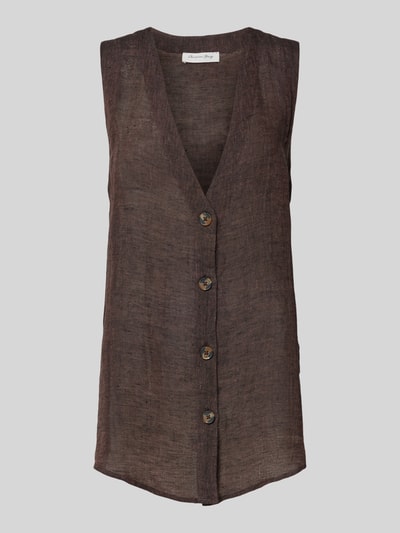 Christian Berg Woman Blousetop van linnen met knoopsluiting Chocoladebruin - 2