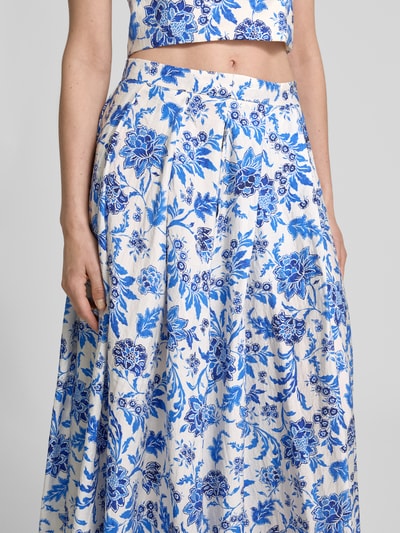 Mango Maxirock mit gelegten Falten Modell 'INDIGO' Blau Melange 3