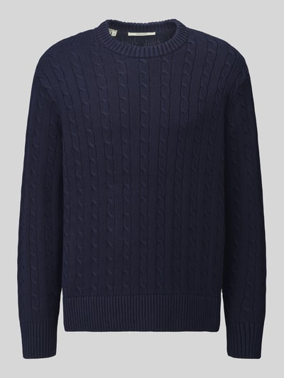 Selected Pullover mit Zopfstrickstruktur Dunkelblau 2