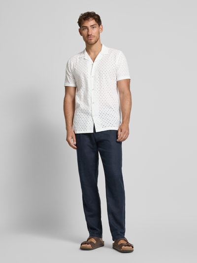 Lindbergh Relaxed Fit Freizeithemd mit Lochstickerei Weiss 1