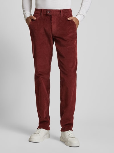 Eurex By Brax Regular fit corduroy broek met steekzakken, model 'JIM' Bordeaux - 4