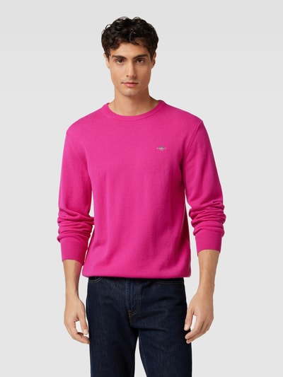 Gant Strickpullover mit Label-Stitching Pink 4