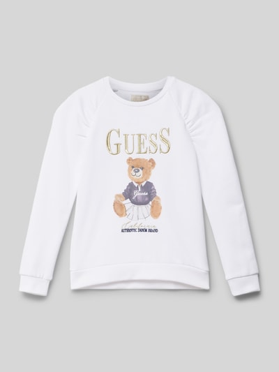 Guess Longsleeve mit Label-Stitching Modell 'ACTIVE' Weiss 1