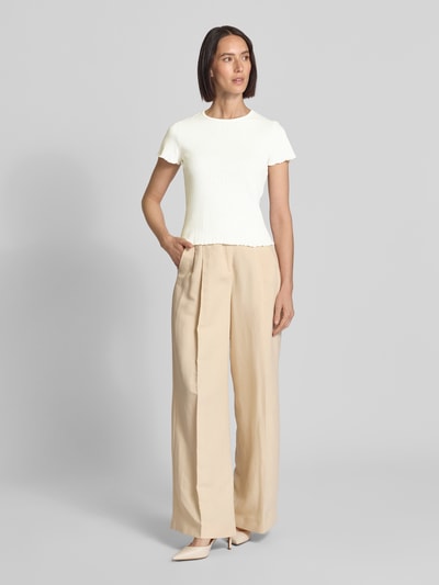 JAKE*S STUDIO WOMAN T-Shirt mit Rundhalsausschnitt und Wellensaum Offwhite 1