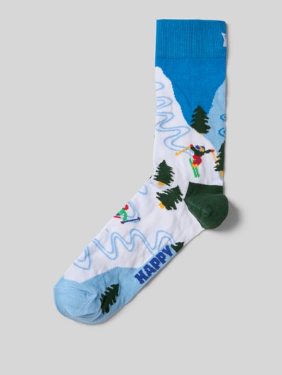 Happy Socks Socken mit Label-Print Modell 'SLALOM' Royal 1