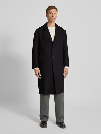 SELECTED HOMME Relaxed fit lange wollen jas met reverskraag, model 'MILOS' Zwart - 4