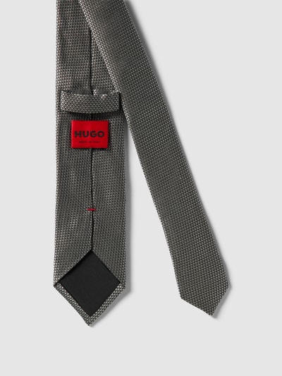 HUGO Zijden stropdas met all-over motief, model 'Tie' (6 cm) Zilver - 2