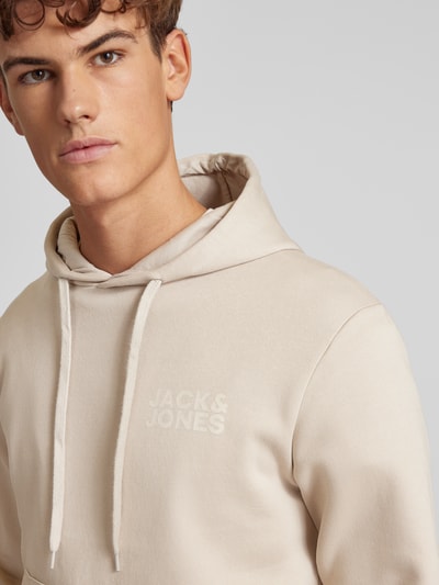 Jack & Jones Hoodie mit Label-Print Modell 'ECORP' Beige 3