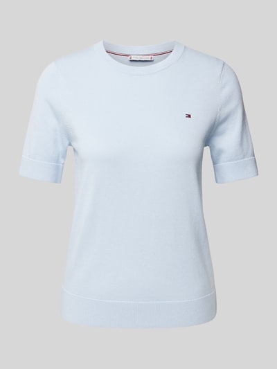 Tommy Hilfiger Strickshirt mit Logo-Stitching Hellblau 2