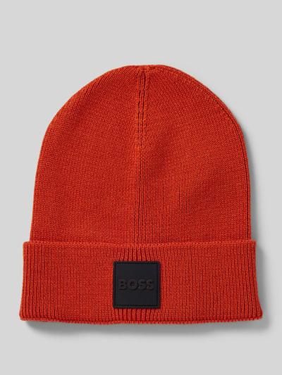 BOSS Czapka beanie z detalem z logo model ‘Foxxy’ Pomarańczowy 1