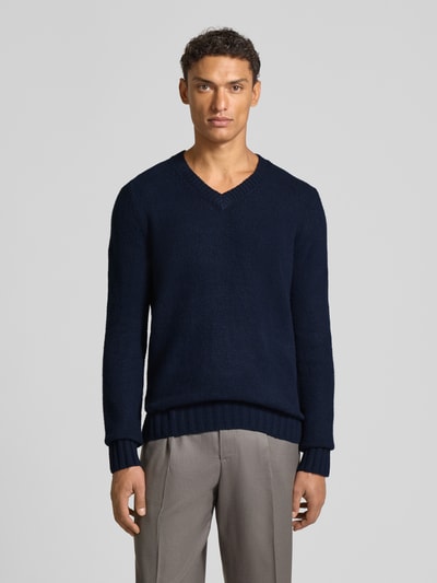 Cinque Gebreide pullover met V-hals, model 'UPO' Donkerblauw - 4