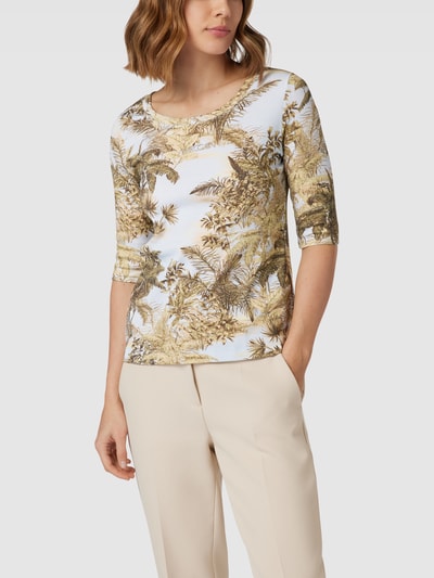 Marc Cain T-shirt met all-over motief Lichtblauw - 4