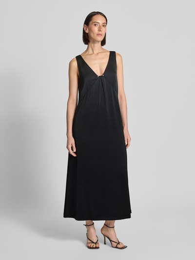 Gestuz Midi-jurk met V-hals, model 'jessie' Zwart - 1