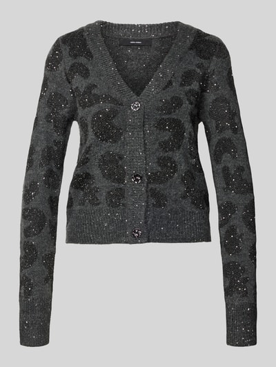 VERO MODA Relaxed fit gebreid jack met wol, model 'ZUZU' Antraciet - 2