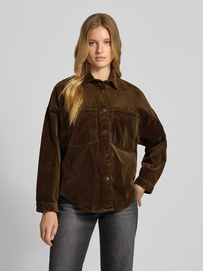 Jake*s Casual Bluzka koszulowa o kroju regular fit z imitacji sztruksu Oliwkowy 4