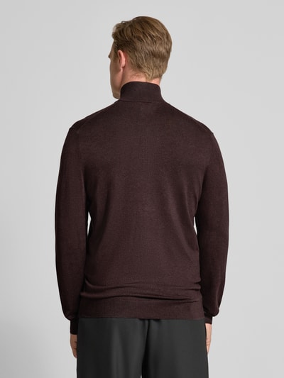 MCNEAL Slim fit gebreid jack van viscosemix met ritssluiting Chocoladebruin gemêleerd - 5