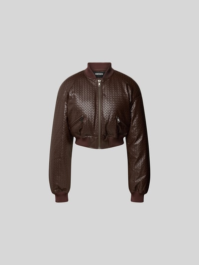ROTATE Cropped Jacke mit Reißverschluss Mittelbraun 2
