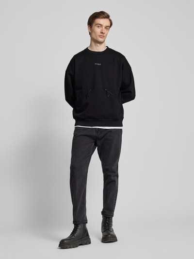 HUGO Sweatshirt mit Label-Print Modell 'Dautumnas' Black 1