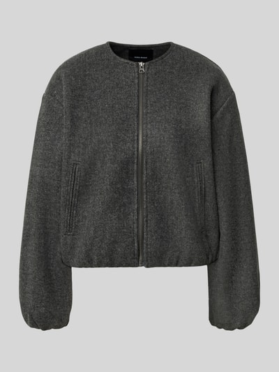 VERO MODA Regular Fit Bomberjacke in Filz-Optik Modell 'CHLOE' Dunkelgrau Melange 1