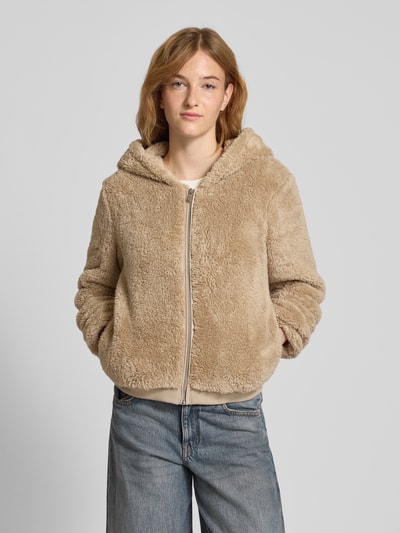 Only Regular fit sweatjack van teddybont, model 'NEWANNA' Zand - 4