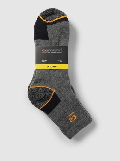 camano Socken mit Label-Print im 3er-Pack Dunkelgrau Melange 3