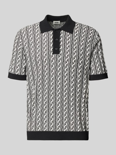 Productfoto, Regular Fit Poloshirt met polokraag model 'Tamian' van Drykorn, katoen, korte knoopsluiting, lengte 71 cm, zwart-wit patroon