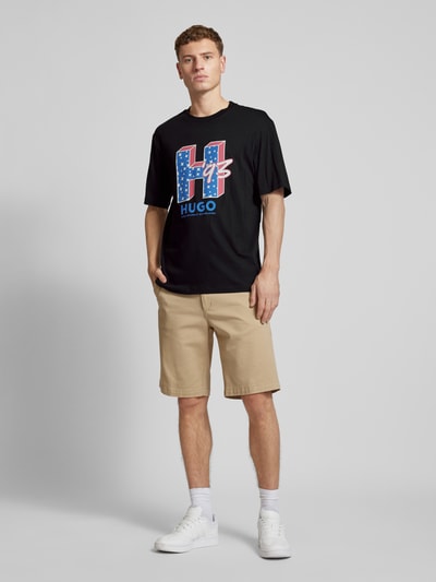 Hugo Blue T-Shirt mit Label-Print Modell 'Nentryle' Black 1