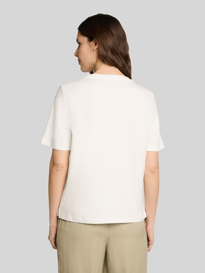 Tom Tailor Regular Fit T-Shirt aus reiner Baumwolle mit Stickerei Offwhite 5