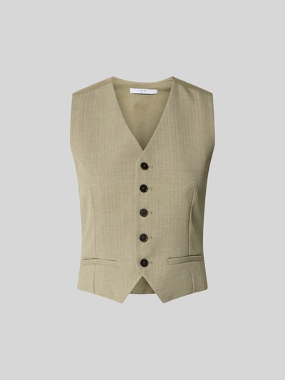 Produktfoto, Slim Fit Weste mit V-Ausschnitt von Iro aus Reine Baumwolle in Beige mit durchgängiger Knopfleiste und Paspeltaschen