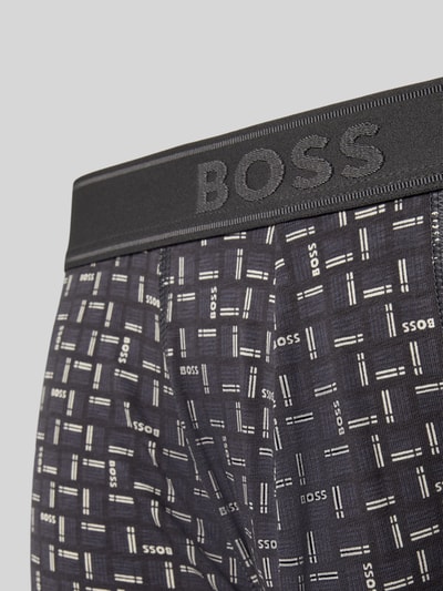Produktfoto, czarno-granatowe obcisłe bokserki z wzorem i logo, Pant & Trunk aus Baumwoll-Mix Modell 'Trunk 365 Print' von BOSS, Herren Pant & Trunk von BOSS
