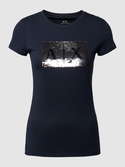 ARMANI EXCHANGE T-shirt z cekinowym obszyciem Granatowy 2