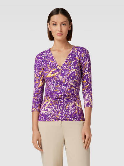 Lauren Ralph Lauren Shirt met lange mouwen en all-over motief, model 'ALAYJA' Helder paars - 4