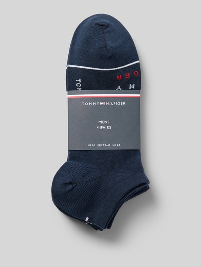 Produktfoto, Sneaker-Socken aus Baumwoll-Mix im 4er-Pack von Tommy Hilfiger, Optik: Unifarben, Label-Schriftzug, Logo-Print, Bundabschluss: Gerippt, Multipack: 4er-Pack, Material: Baumwoll-Mix