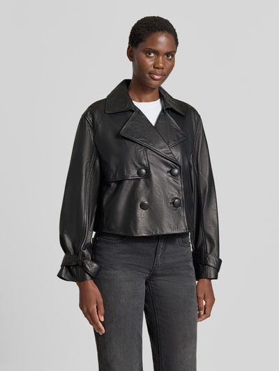 Armani Exchange Cropped Lederjacke aus echtem Leder Black 4