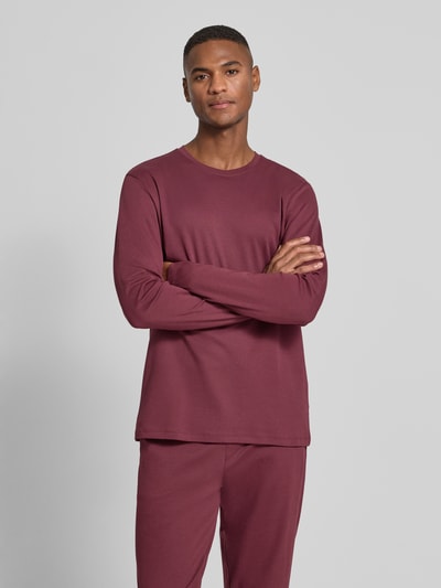 Christian Berg Men Longsleeve mit geripptem Rundhalsausschnitt Pflaume 4