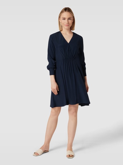 Marc O'Polo Knielange jurk met V-hals Marineblauw - 1