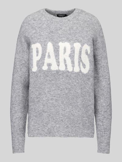 ONLY Relaxed Fit Pullover mit Paris-Schriftzug Hellgrau Melange 2