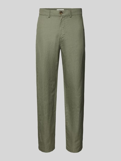 Selected Homme Spodnie lniane o kroju slim fit z mieszanki bawełny i lnu model 'MILES' Oliwkowy 2