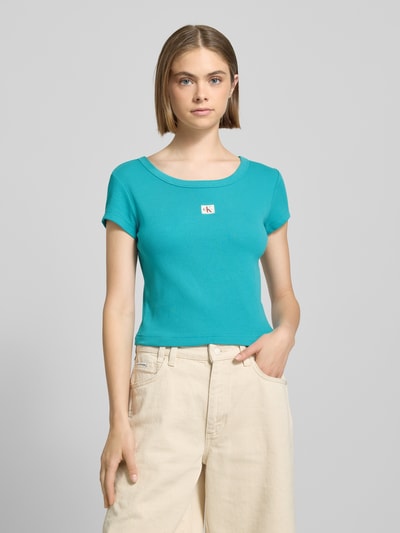 Calvin Klein Jeans T-Shirt mit Label-Badge Tuerkis 4