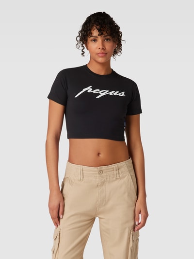 PEQUS Cropped T-Shirt mit Logo-Print Black 4