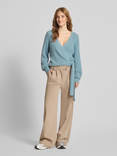 Only Regular fit gebreid jack met ribmotief, model 'AMANDA' Oceaanblauw - 1