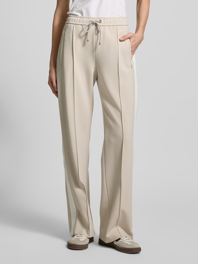 MAC Straight leg stoffen broek met vaste persplooien, model 'Chiara' Beige - 4