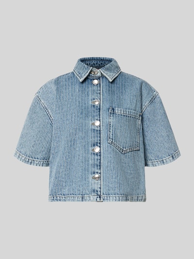 HUGO Relaxed Fit Kurzarmbluse aus Denim Hellblau 2
